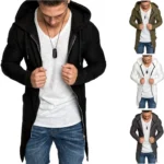 2022 Spring Autumn cotton Men Hooded Trench Teen Casual Slim Solid Windbreaker Jacket Outwear Zipper Coat Swallowtail Men Tops