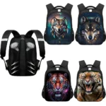 Colorful Tiger Print Backpacks Howling Wolf Under The Moonlight Rucksack Women Men Outdoor Daypack Teenager School Bags Gift