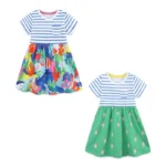 Jumping Meters 2-7T New Arrival Princess Girls Dresses Summer Striped Animals Print Fashion Kids Frocks Party  Children Clothes