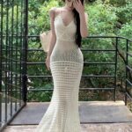 Women’s Summer Knitted Sheer Maxi Dress | Sexy Strap Bodycon Holiday Bikini Cover Up