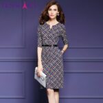 TESSCARA Plaid Pencil Dress for Women | Elegant Autumn Office Work Wear Retro Dress