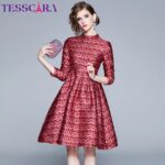 TESSCARA Plaid Pencil Office Dress for Women | Elegant Retro Workwear