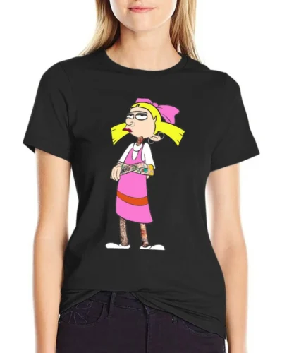 Helga G. Pataki with Tattoos T-Shirt tops Short sleeve tee animal print shirt for girls plus size tops womans clothing