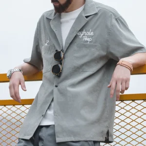 Maden French Vintage Short Sleeved Shirts Men's Summer Amekaji Peach Skin Velvet Cuban Collar Beach Shirt Loose Holiday Tops