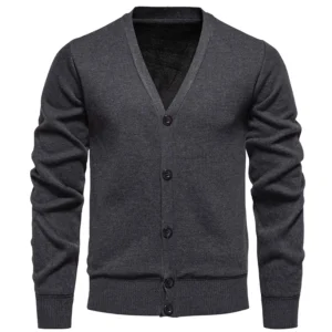 2024 Men Sweater Cardigan Business Casual Classic V-neck Solid Color Cardigan Men Sweater Korean Fashion Trend Knitwear Sweater