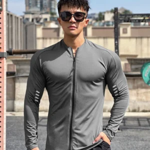 Men's running sports fitness jacket cycling long sleeve quick dry tights running training clothing Spring and autumn men