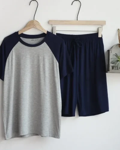 Modal summer pajamas for men thin section loose short sleeve shorts can be worn outside sports home service suit men sleepwear