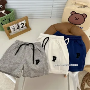 Kids Casual Sweatpants Boys Summer Shorts Girls Letters Elastic Waist Short Pants 2025 Childrens Trousers For 12M-7 Years