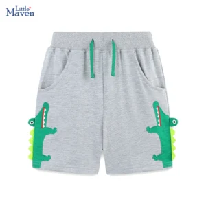 Little maven Children' Clothing 2025 Summer Baby Boys Embroidered Cartoon Crocodile Short Pants Cotton Soft Wear Kids 2-7 years