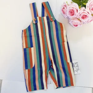 2025 New Spring/Summer Kids Overalls Colorful Stripes Baby Boys and Girls Straps Trousers Children Thin Style Outwear Jumpsuit