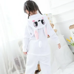Pink Rabbit Pajamas Overalls Child Boy Girl Christmas Kigurumi Animal Anime Onesie Women Men Sleeping Wear Hooded Pyjama Set