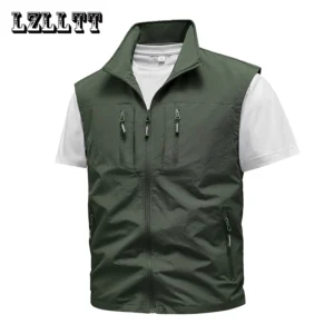 New Spring Men Outdoor Casual Vests Mens Summer Waterproof Breathable Fishing Waistcoat Mens Autumn Fashion Vest Jacket Male
