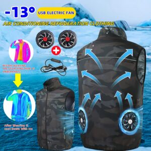 New Air Conditioner Fan Vest Mens Summer Fishing Cooling Sleeveless Work Jacket Refrigeration Clothes Hiking Camouflage Ice Vest