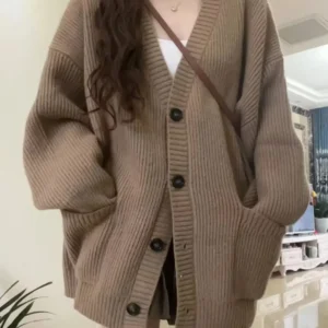 Women's Cardigan Sweater Women Grey Beige Camel Knit Korean Style Popular Autumn Fashion Women's Clothing 2024 Trend Outerwear