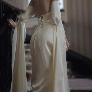 Boho Beach Stain Midi Dress Party Women Evening Design Long Sleeve Slim Elegant Bodycon Dress One Piece Dress Korea Fashion