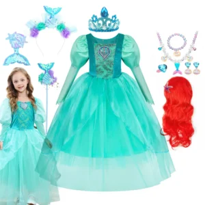 Mermaid Dress for Girls Princess Ball Gown Kids Christmas Party Costume Halloween Gift 3-10T