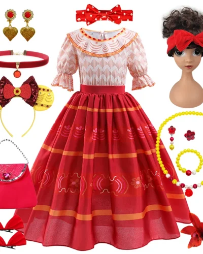 Girls Dolores Costume Kids Encanto Cosplay Princess Dress Children Birthday Carnival Party Vestido Madrigal Clothes Holiday Gift