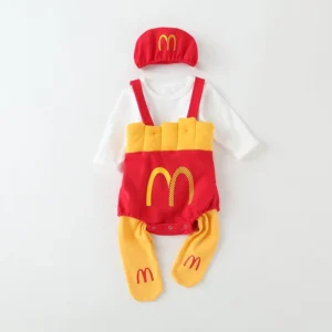 0-3T Ins Baby Romper with Hat Boys Girls French Fries Onesie M Cartoon Newborn Infants Cotton Clothes Baby's Photography Outfit