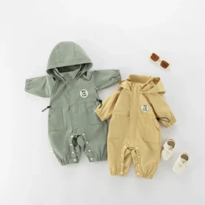 MILANCEL ﻿Autumn Baby Romper Outdoor Jacket 0-2Y Unisex Infant Casual Double-layer Hooded Jumpsuit Toddler Warm Outwear Clothes