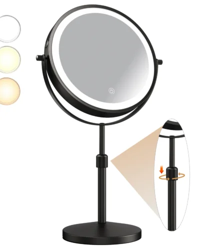 8.5 Inch Makeup Mirror With Light Lamp 10X Magnification 3 Color Lights,Adjustable Brightness Height Standing Cosmetic Mirror