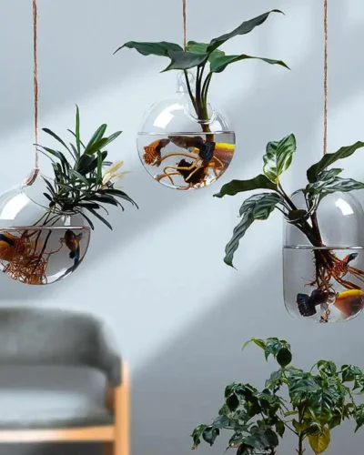 Glasseam Hanging Planters Glass Terrarium: Modern Plant Propagation Stations Hydroponic Wall Vases for Air Plants Flowers I