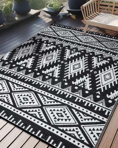 Kitinjoy Outdoor Rugs Waterproof Reversible Outdoor Plastic Straw Rugs Boho PatioIndoor Carpets RV Mat For Family Camp Picnic