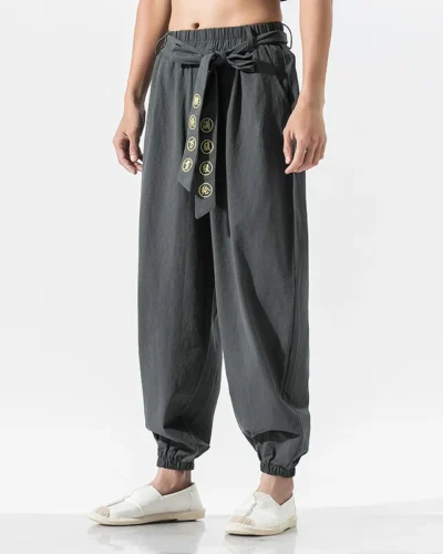 Japanese Casual Kimono Pants Loose Harajuku Trousers Japan Men Traditional Harem Pants Male Embroidered Jogging Pants Streetwear