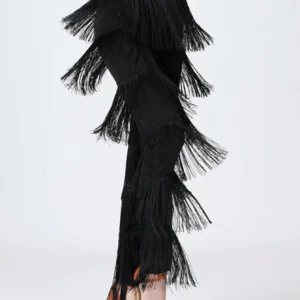 2024 Sexy New In Women Fringed Trousers Multi-layer Solid Color Dance Trousers Tassels Party Pants Female Clothes Plus Size