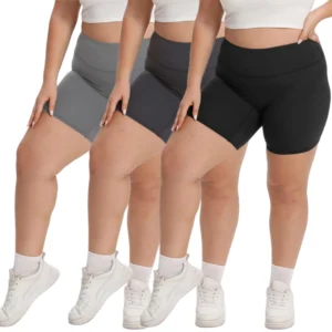 Women's Plus Size Stretch Essential Legging Summer Breathable quick-dry Sports Pants High Waist Tight Cycling Yoga Shorts