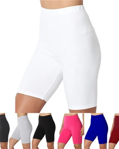 2023 Women Elastic Shorts Casual High Waist Tight Fitness Slim Skinny Bottoms Summer Solid Sexy White Black Shorts
