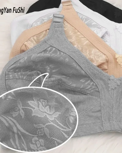 Women Bra Seamless Underwear Cotton Bras for Women Push Up Comfy Sexy Lace Full Cup C D E F Lingerie Top Large Size 38-50 BH C03
