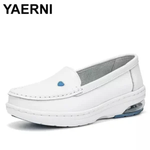 YAERNI Sneakers Women Flats for Women Loafers Casual Slip-On Nurse Shoes For Female Shoes Non-Slip Soft Breathable White Work