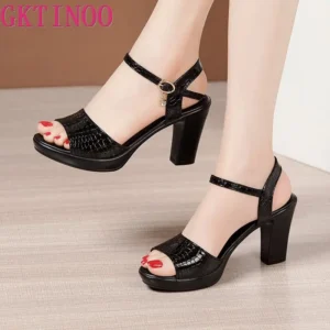 GKTINOO Sexy Peep Toe Ladies Summer Shoes For Dress Women Wedge Heel Sandals High Heel Woman 2025 New Female Platform Sandals