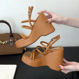 High Quality Wedge Chunky Platform Sandals Women Sexy Ankle Strap Buckle Roman Sandals Summer Beach Shoes Sandalias De Mujer