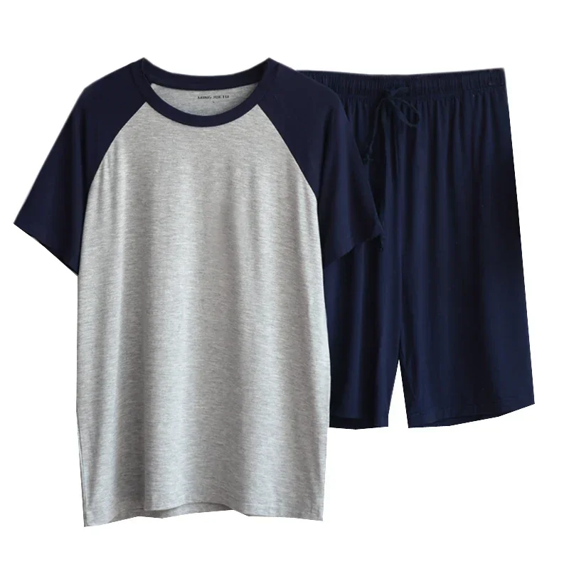 Modal summer pajamas for men thin section loose short sleeve shorts can be worn outside sports home service suit men sleepwear - Image 5