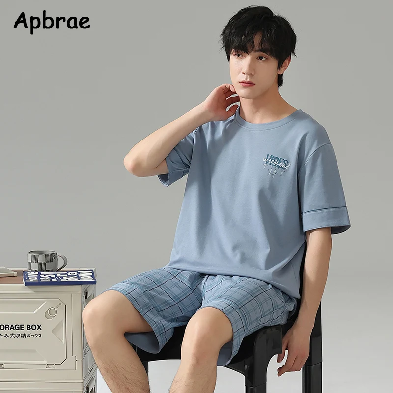 Summer Solid Mens Pajamas Set Short Tops Shorts Pijamas Cotton Men Sleepwear Fashion Loose Pyjamas Plus Size Homewear Sleepwear - Image 4