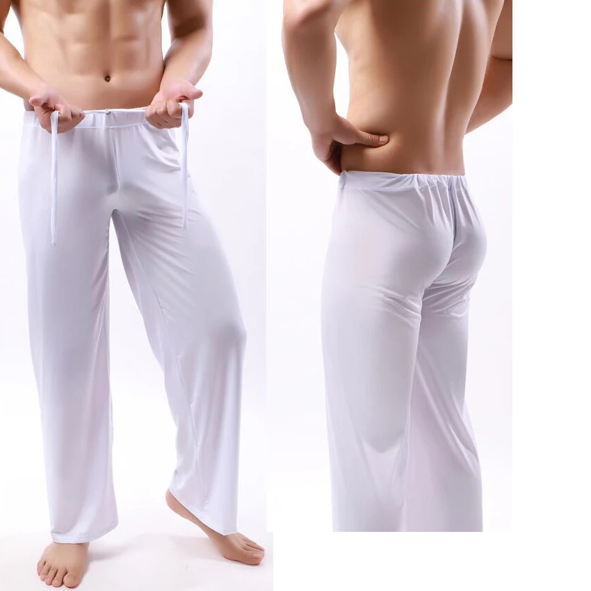 Men's Ice Silk Pyjamas Pants Soft Sleeping Bottoms Nightwear Sleepwear Trousers Casual Loose Hombre Breathable Underwear - Image 4