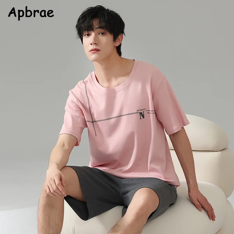 Summer Solid Mens Pajamas Set Short Tops Shorts Pijamas Cotton Men Sleepwear Fashion Loose Pyjamas Plus Size Homewear Sleepwear - Image 2
