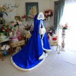 Long Satin Wedding Cape Hooded Faux Fur Bridal Cloak