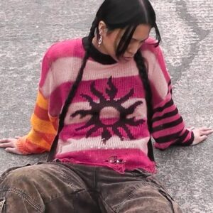 Women Striped Knitted Sweater Vintage Y2K Loose Harajuku Pullover