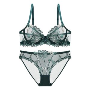 Sexy Floral Lace Lingerie Set Women Transparent Breathable Bra Underwear Set