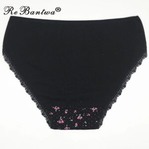 3 Pack Plus Size High Waist Cotton Panties Floral Lace Briefs