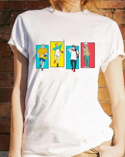 Funny Anime Characters Friends T Shirt Manga Japanese Anime Aesthetic Cotton Tees